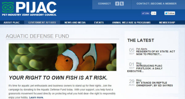 The PIJAC Aquarium Defense Fund Website