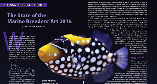 CORAL Magazine’s Captive-Bred Marine Fish Species List for 2016