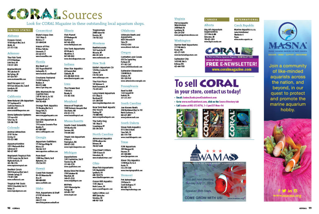 Look to the finest aquarium retailers as your source for current and hard-to-find back issues of CORAL Magazine!