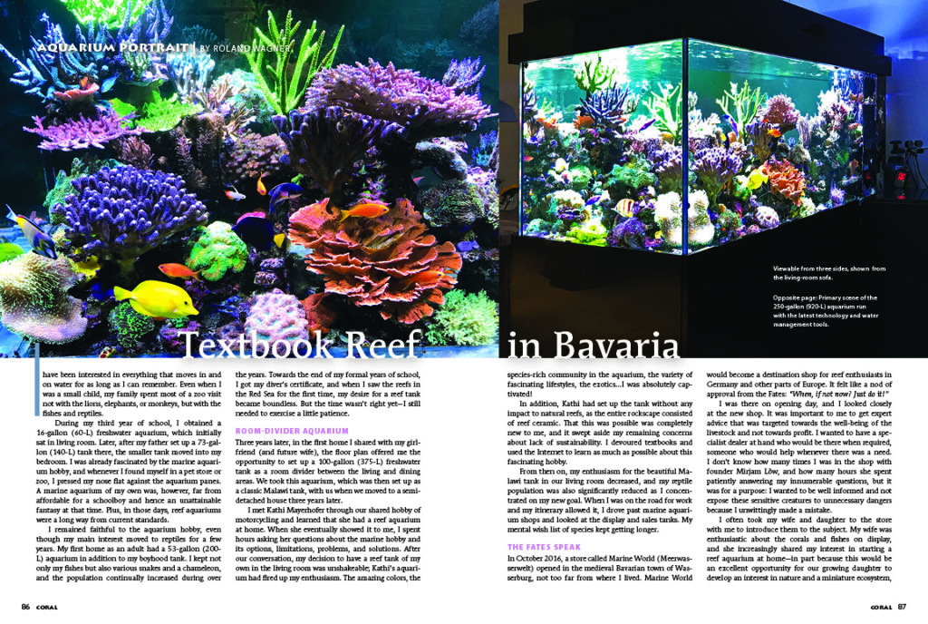 Roland Wagner's textbook 250-gallon room divider reef in Bavaria is our feature in this issue's Aquarium Portrait.
