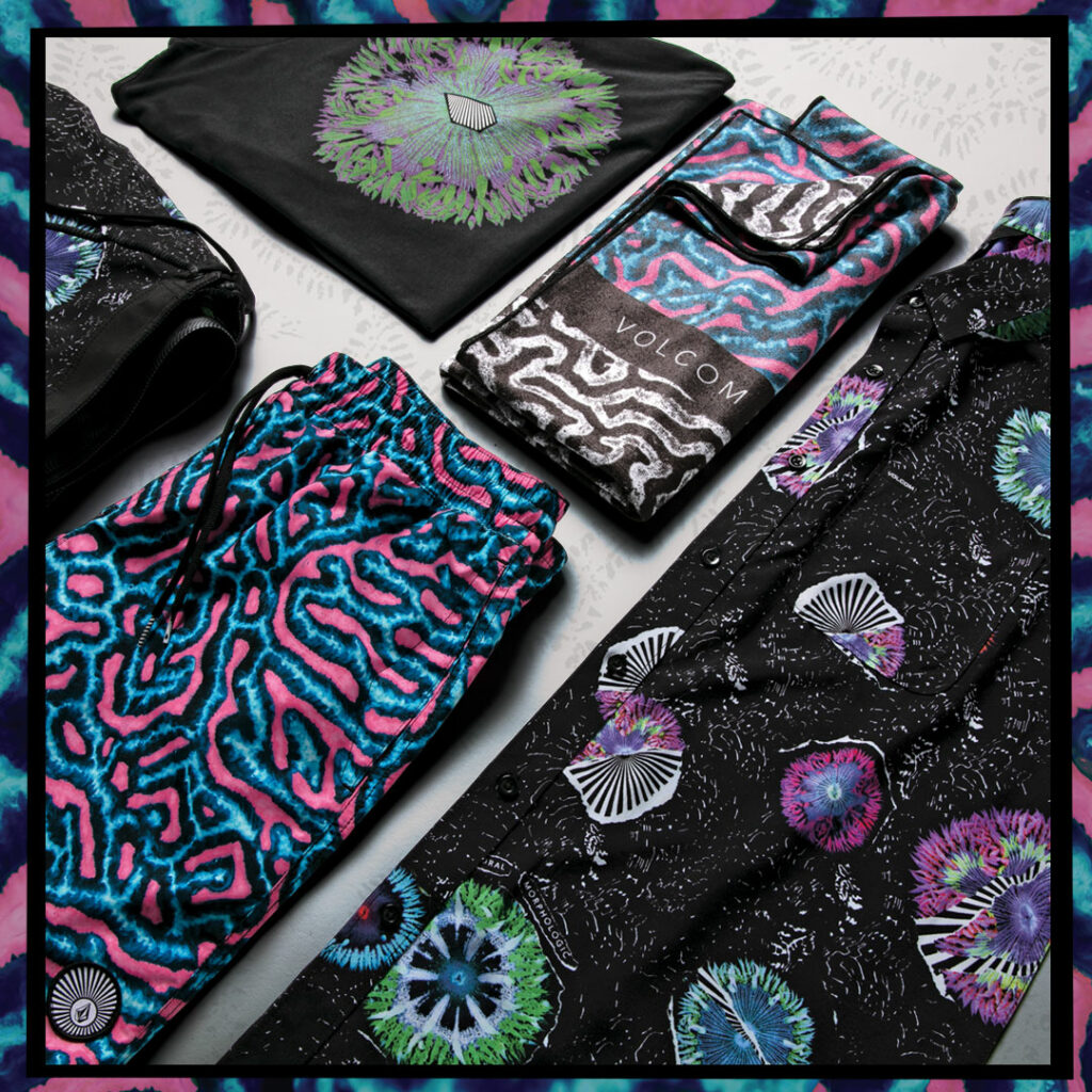 Brain Corals and Flower Anemones are featured prominently in the new clothing line.