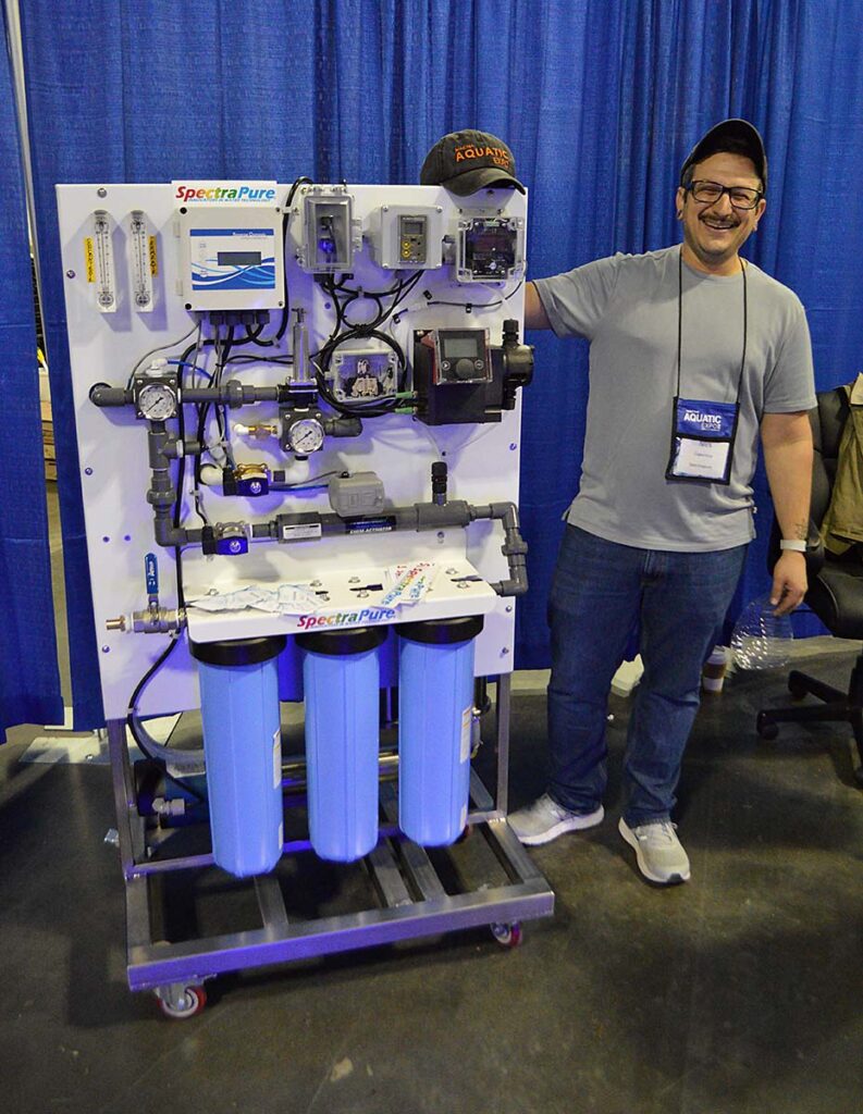 SpectraPure Operations Manager Nick Capertina was excited to show off this beast, the industrial-scale reverse osmosis water purification system that was used behind the scenes to generate all the water needed for the show in a matter of hours.