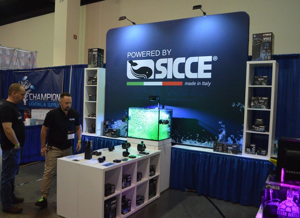 Jay Wilson took time to walk customers thorugh the full line of Sicce pumps and aquarium filters.