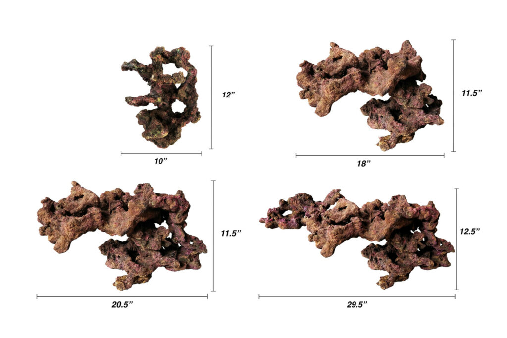 The full range of new cast reef rock models in the Centerpiece series of Ecoscape Reef Rock.